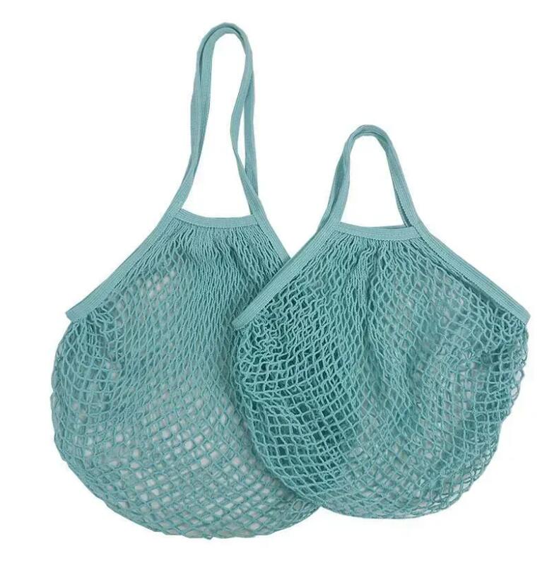 Mesh Bags Washable Reusable Cotton Grocery Net String Shopping Bag Eco Market Tote for Fruit Vegetable Portable short and long handles Wholesale Z 5.2