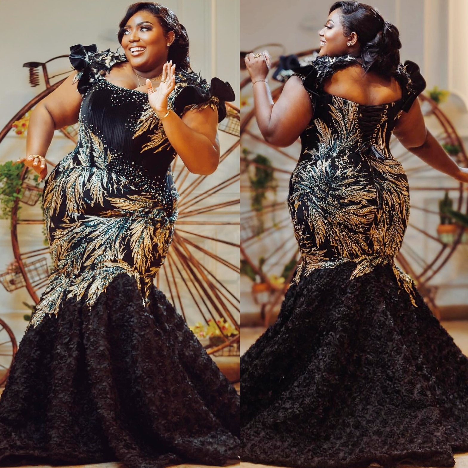 Black Mermaid Prom Dresses 2025 Lace Beaded Square Floral Lace Evening Formal Party Second Birthday Engagement Gowns Plus Size Dress For Special Occas