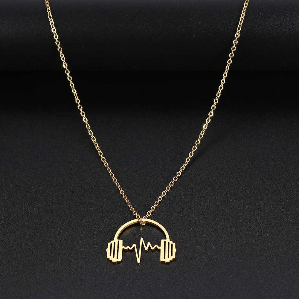 Stainl Steel Necklaces Headphone She Music Hip Hop Pendant Chain Collar Fashion Necklace For Women Men Jewelry Party Gifts XJ250524