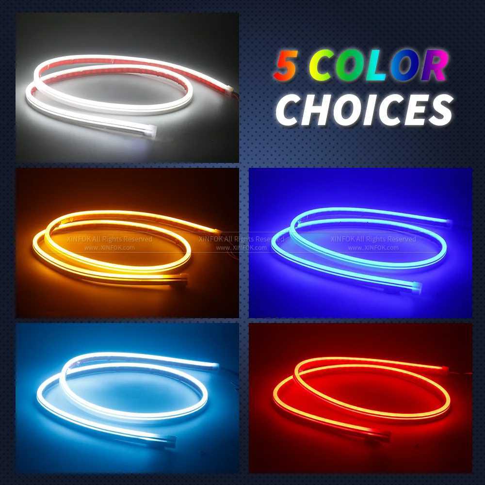 XINFOK LED Car Hood Lights Strip Universal Auto Decorative Atmosphere Lamps Ambient Lights For Car Daytime Running Lights DRL 12 W250524
