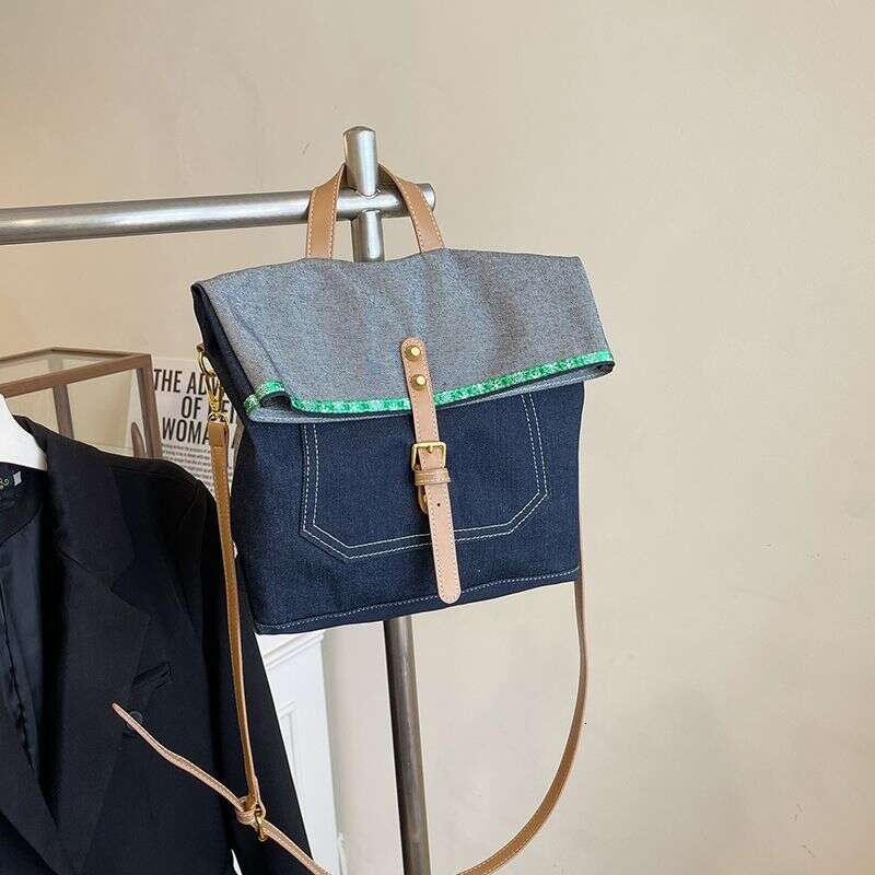 denim bags Large capacity women 2025 new design single shoulder denim casual crossbody bag lightweight tote bag for commuting