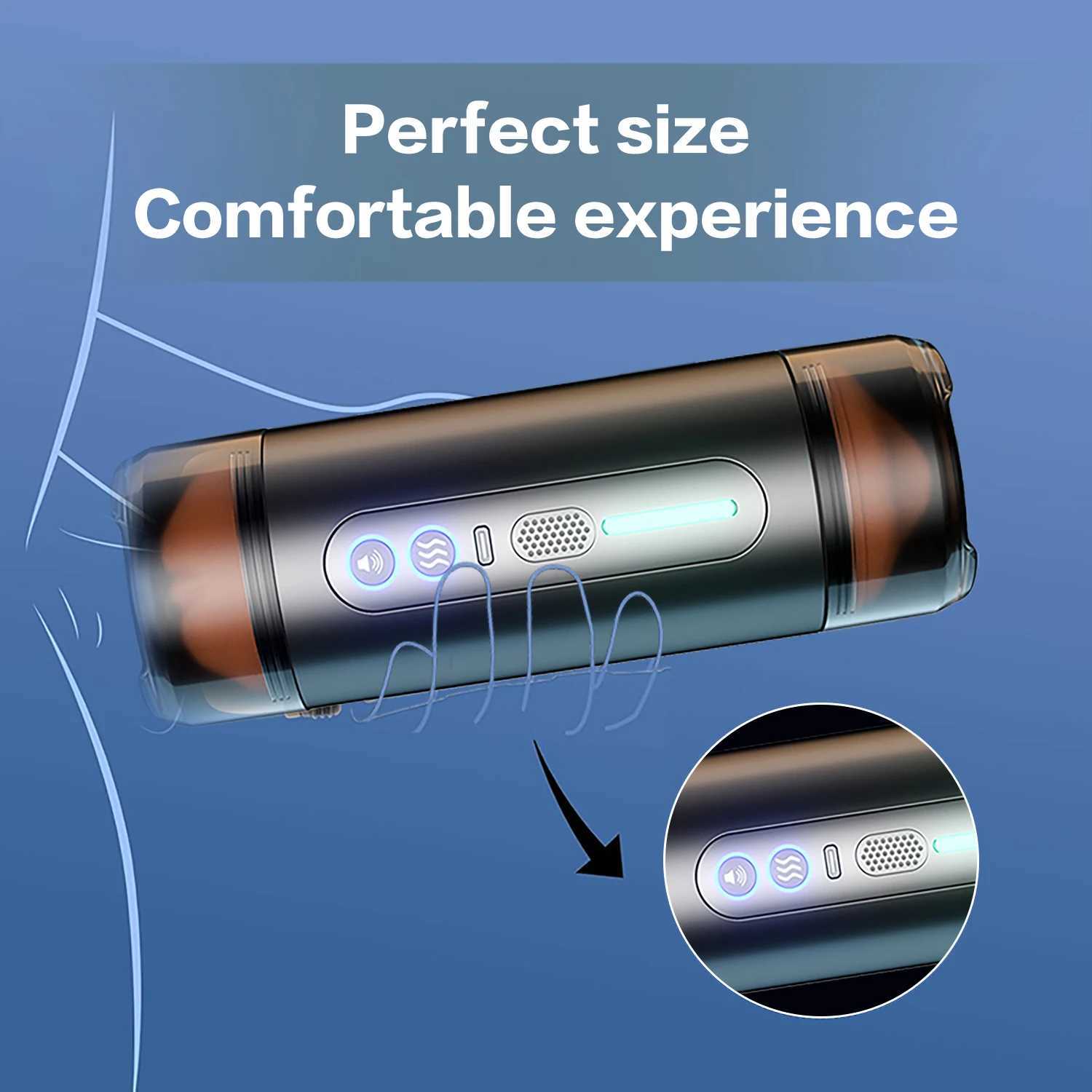 Dual-Headed Electric Male Masturbator Cup - Automatic Penis Stimulator with 4-Language Voice Sucking 10-Speed VibrationXJ250524