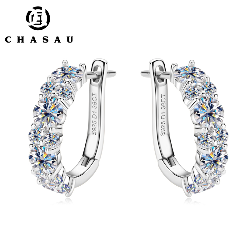 2.76ct D Color VVS1 Clarity Brilliant Round Cut Moissanite Lab Grown Diamond Earrings 925 Sterling Silver Earrings for Women