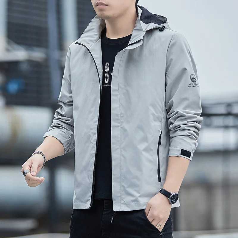 Hooded jacket for men Spring 2025 new casual windproof and down jacket for men middle-aged and young mens coat W250524