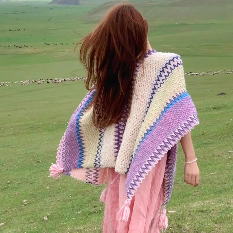 K805 Ethnic style winter travel shawl 2024 new Sichuan wear Yunnan Lijiang Dali cloak warm cloak female