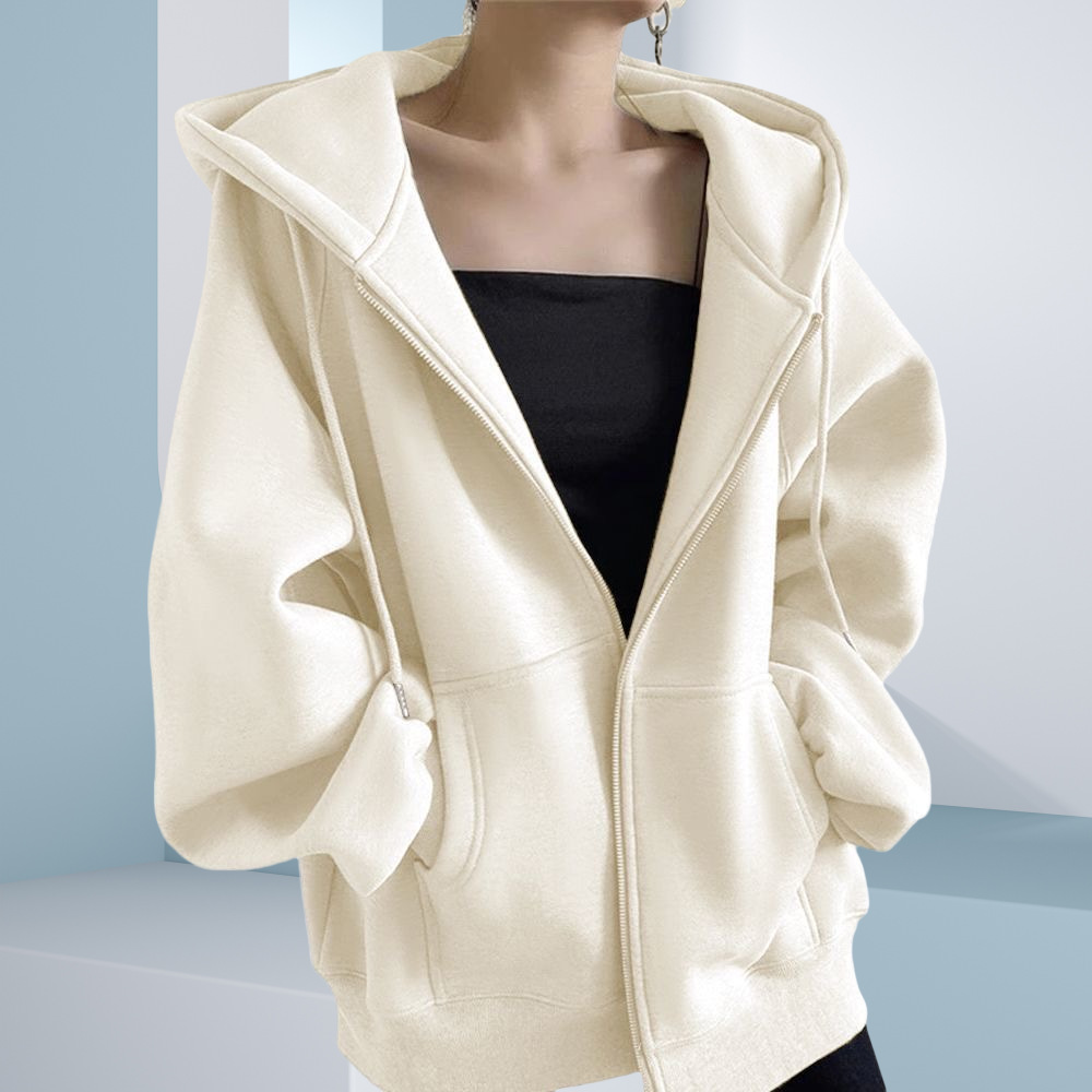 FD170 season hooded long-sleeved sweatshirt loose trendy casual solid color women's jacket