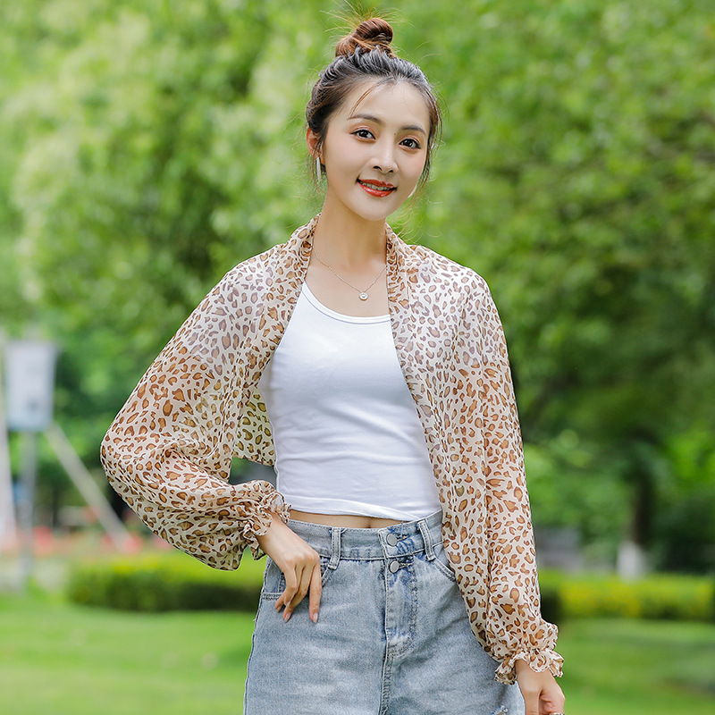K809 Shawl summer sun protection outer wear Korean women's driving and cycling learning artifact chiffon versatile short thin small sleeves