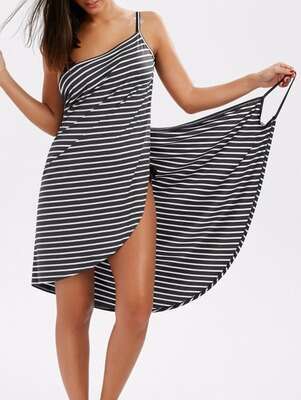 Maxi Dress Sexy Beach Wrapped Holiday Skirt Striped Sling Dress Long Dress