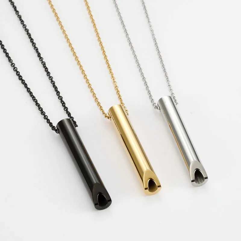 Stainless Steel Anxiety Breathing Necklaces Str Relief Metion Necklaces Yoga Ritual Quit Smoking Anxiety Relief Jewelry XJ250524