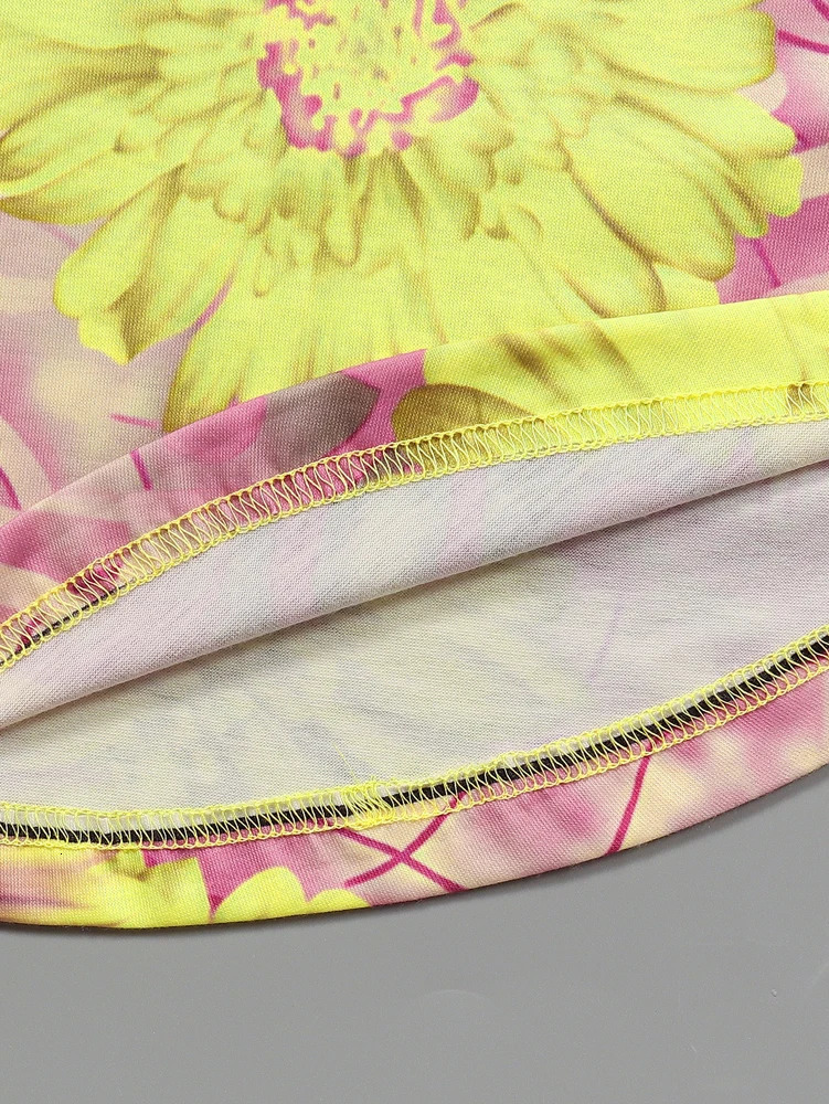 Plus Size 2025 Womens Elastic Waist Printed Pattern VNeck Casual Loose Two Piece Suit for Summer 250516Z