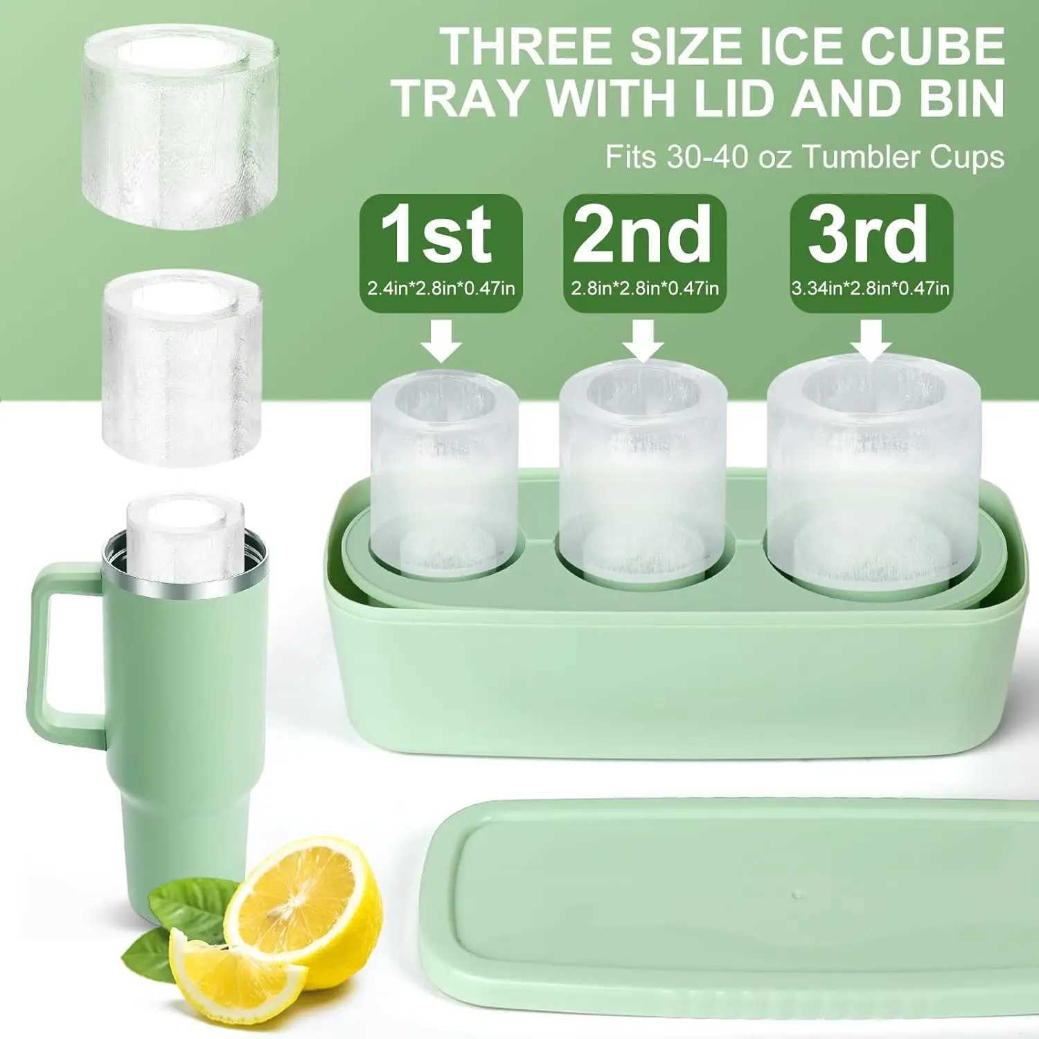 2025 Ice Cube Tray Large Silicone Cylinder Ice Cube Molds Freezer Ice Maker Lid and Bin Ice Drink Juice Whiskey Cocktail Tea Coffee X2505241