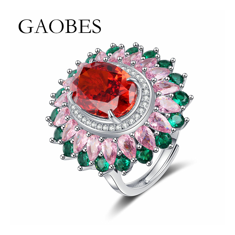 Chic Ladies' Accessory Stylishly Designed 925 SS Ring Incorporating Resplendent Synthetic Rubies of Six Carets Alongside Lustrous Pearl Shapes