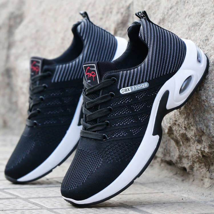 Men's 2025 New Spring Shoes Breathable Fly Woven Running Shoes Outdoor Lightweight And Casual Versatile Sports Shoes Anti Slip And Wear-resistant
