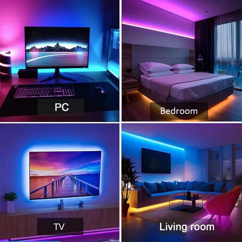 RGB Led Strip Lights 5m 10m 20m 30m Led Room Light with APP Control Flexible Ribbon Luces Led Tape for Room Bedroom Decoration W250524
