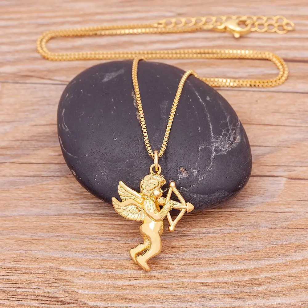 Nidin Hot Fine Angel Cupid Bow and Arrow Pendant Necklaces For Women Long Chain Choker Romantic rs Matching Jewelry Gift XJ250524