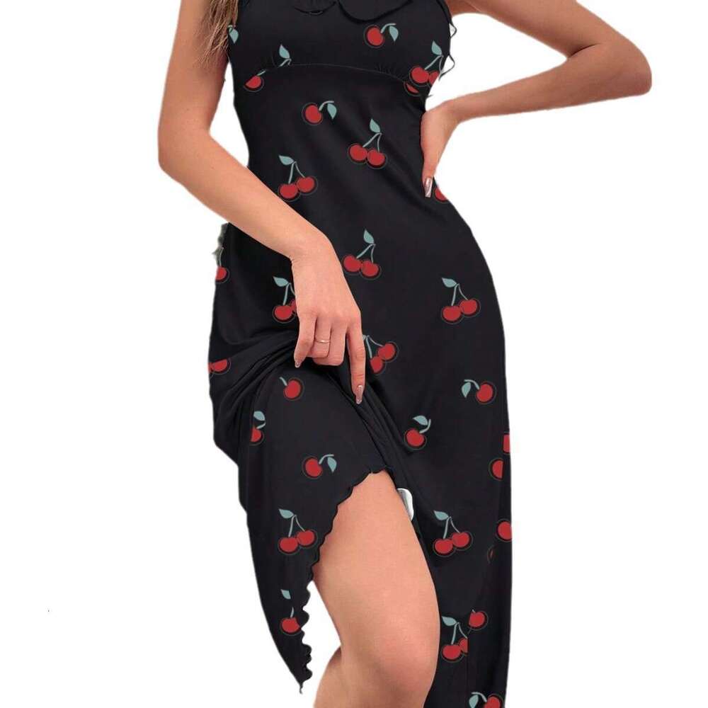 Maxi Dress Temu S New Hot Selling Cherry Print Mid Length Dress Floral Dress