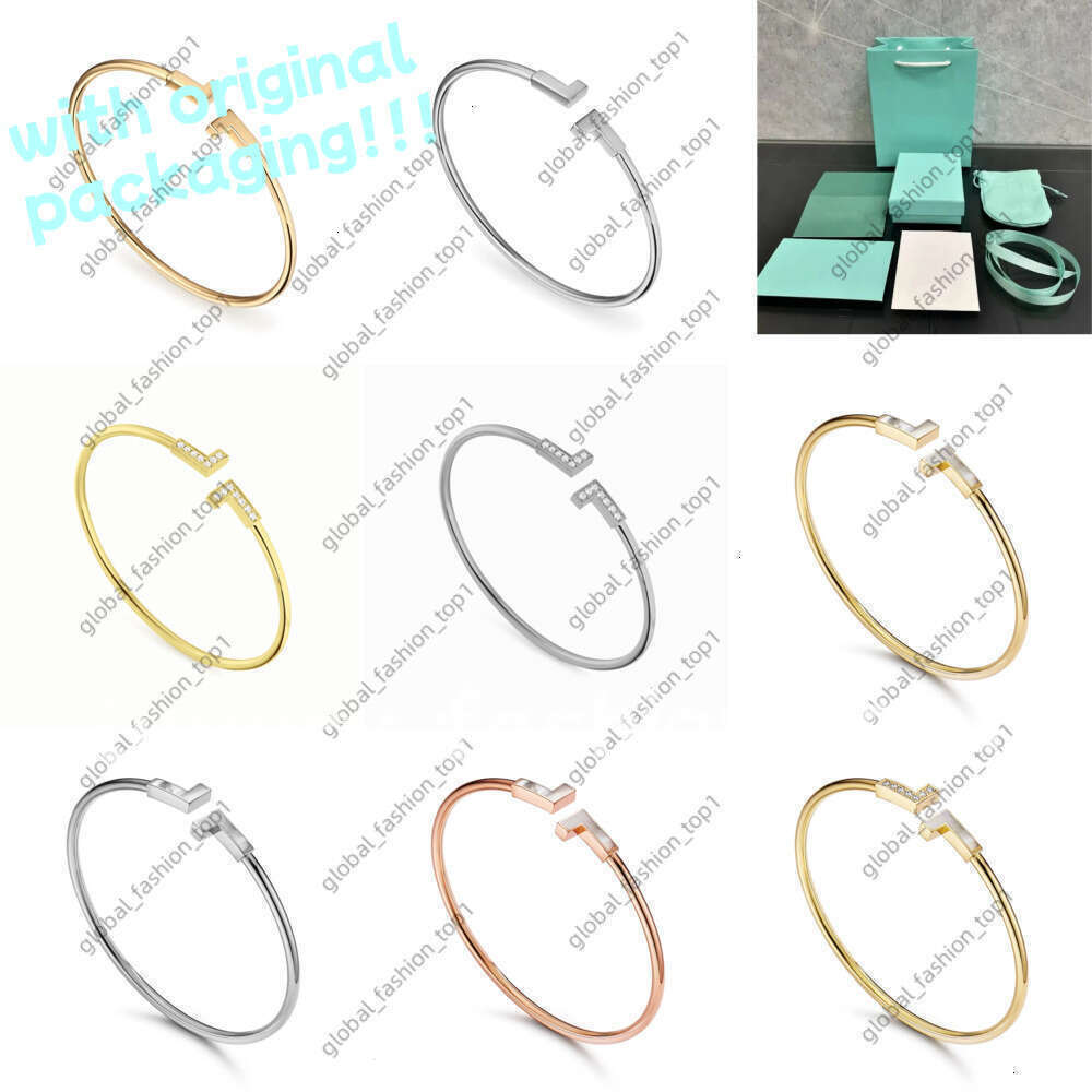tiffanybracelets Bangle can twist diamond inlaid designer bracelets open titanium steel bracelets female American rose gold fashion bracelet accessories dfd