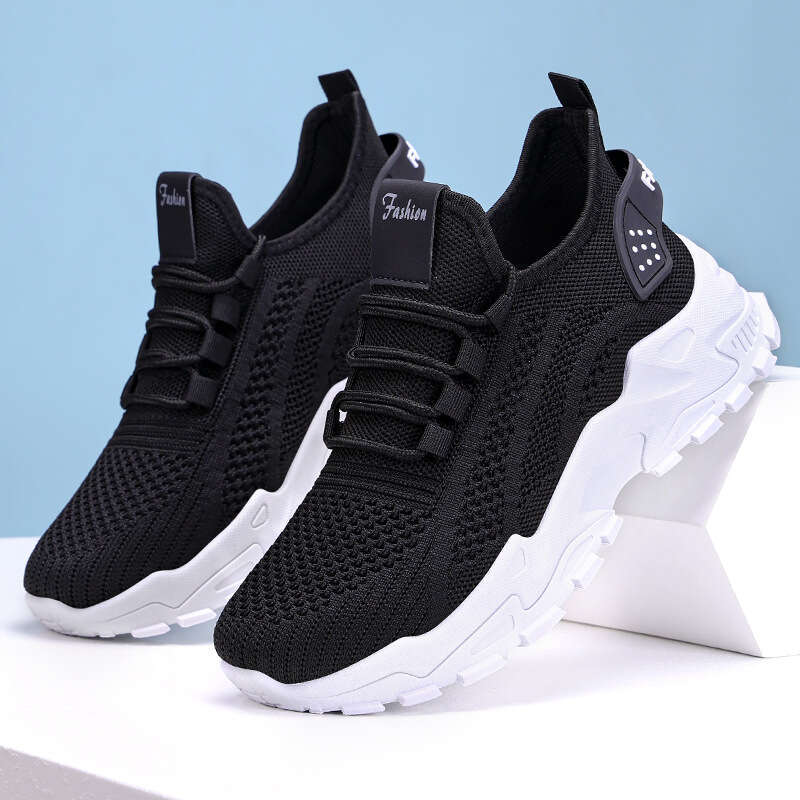 2025 New Women's Shoes Summer Versatile New Large Women's Lightweight Running Shoes Flyknit Breathable Casual Shoes Soft Soled Shockproof Sh