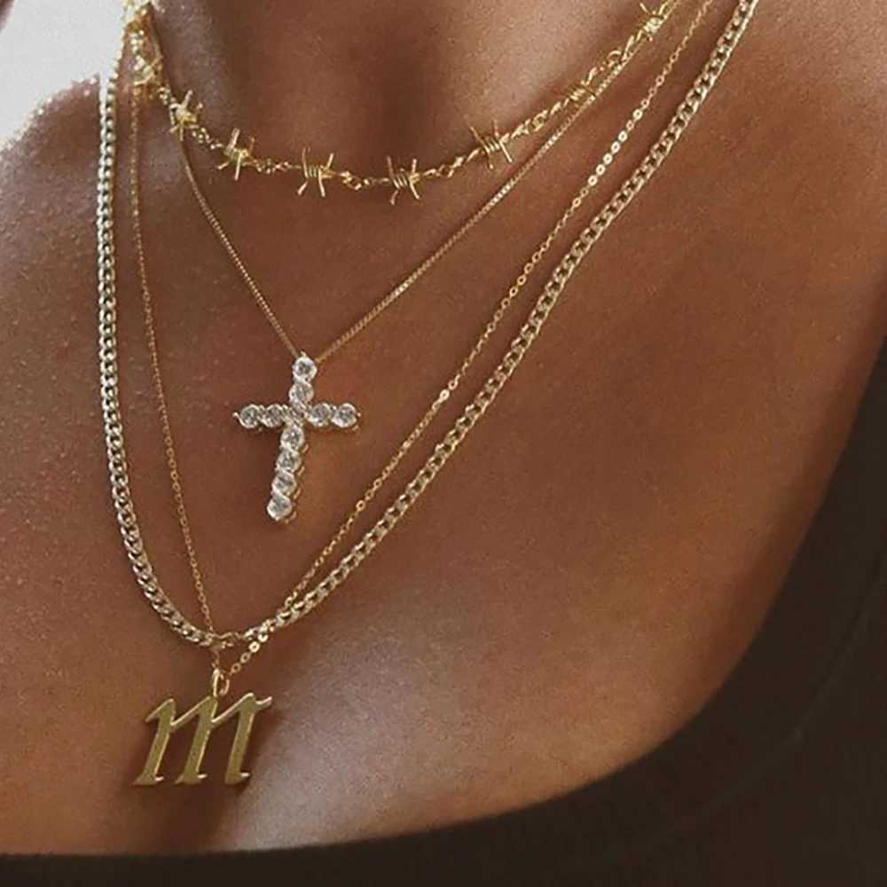 Religious Zircon Cross Rosaries Necklace Jesus Prayer Curcifix Pendant Chain Necklaces Maltese Latin Cross Choker Baptism Gift XJ250524