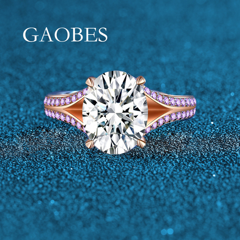 Elegant Rose Gold S925 Sterling Silver Engagement Ring with Cushion Cut Diamond & Purple Accent Stones, Perfect for Weddings & Special Occasions