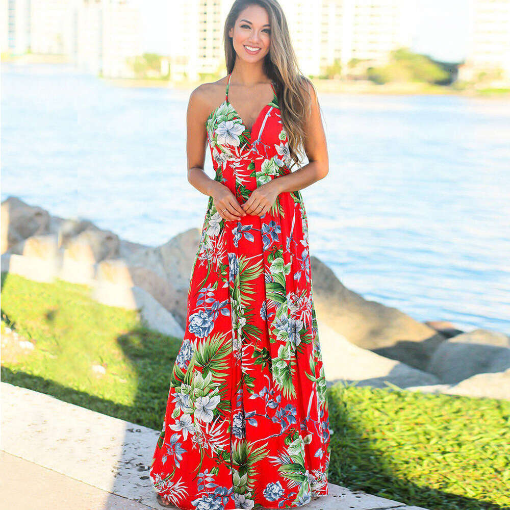 Maxi Dress Dress New Summer Women S Dress With Suspender Printed Beach Long Skirt Floral Dress