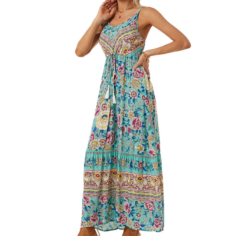 Maxi Dress Women S Clothing New Product Bohemian Camisole Dress Printed Vacation Beach Dress Floral Dress