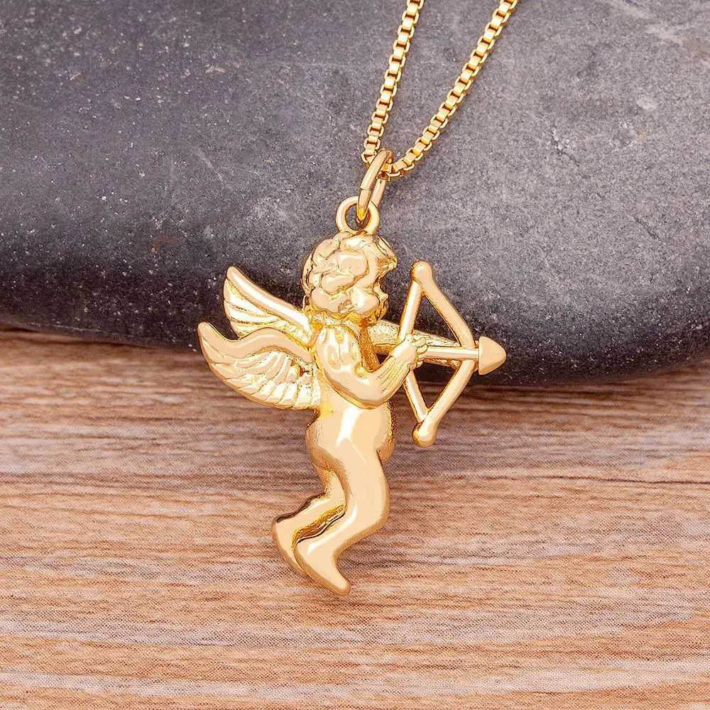 Nidin Hot Fine Angel Cupid Bow and Arrow Pendant Necklaces For Women Long Chain Choker Romantic rs Matching Jewelry Gift XJ250524