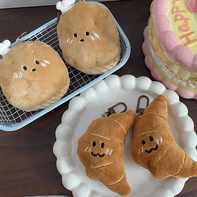 Funny Food Toy Keychain Plush Simulation Food Potato Croissant Plush Toy Pendant Cute Girls Gift Pendant Accessories Ornament W250526