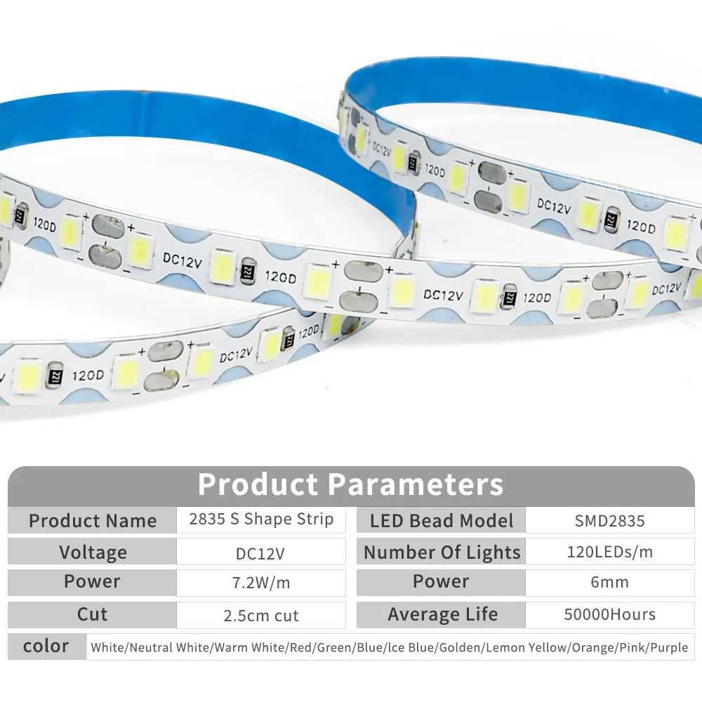 S Shape 6mm Width 2835 SMD LED Strip Bendable 120LED/m Flexible Tape Light Ribbon For DIY Neon Sign Letter 12Color 1m-20m W250524