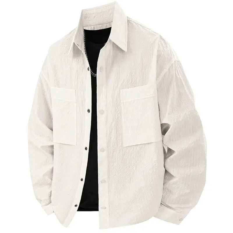 Jacket Mens 3D Hollow American Work Shirt Solid Color Casual Fashionable Jacket W250524