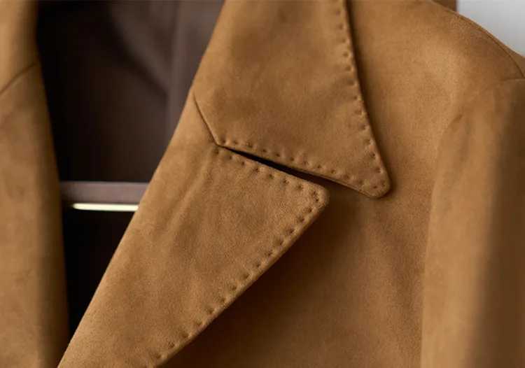 High Quality Suede Suit Collar Men Slim Fit Coat Jacket Hunting Jacket For Men Casual Business Jacket Luxury Versatile Coat W250524