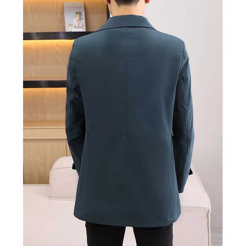 Spring Autumn Fashion High Street Men Midi Coats New Chic England Turn-down Collar Ingle-breasted Slim Comfortable Punk Jackets W250524