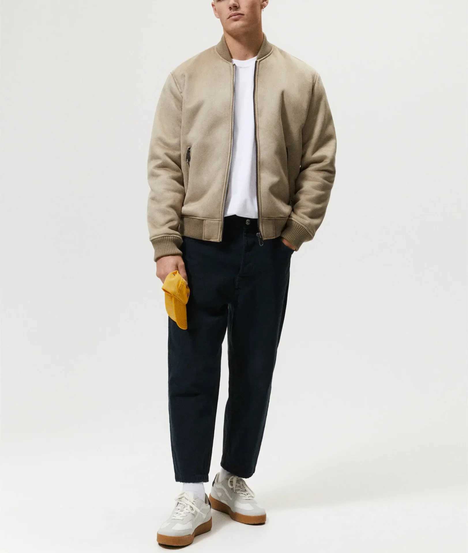 Mens Stand-up Collar Suede Double-sided Jacket W250524