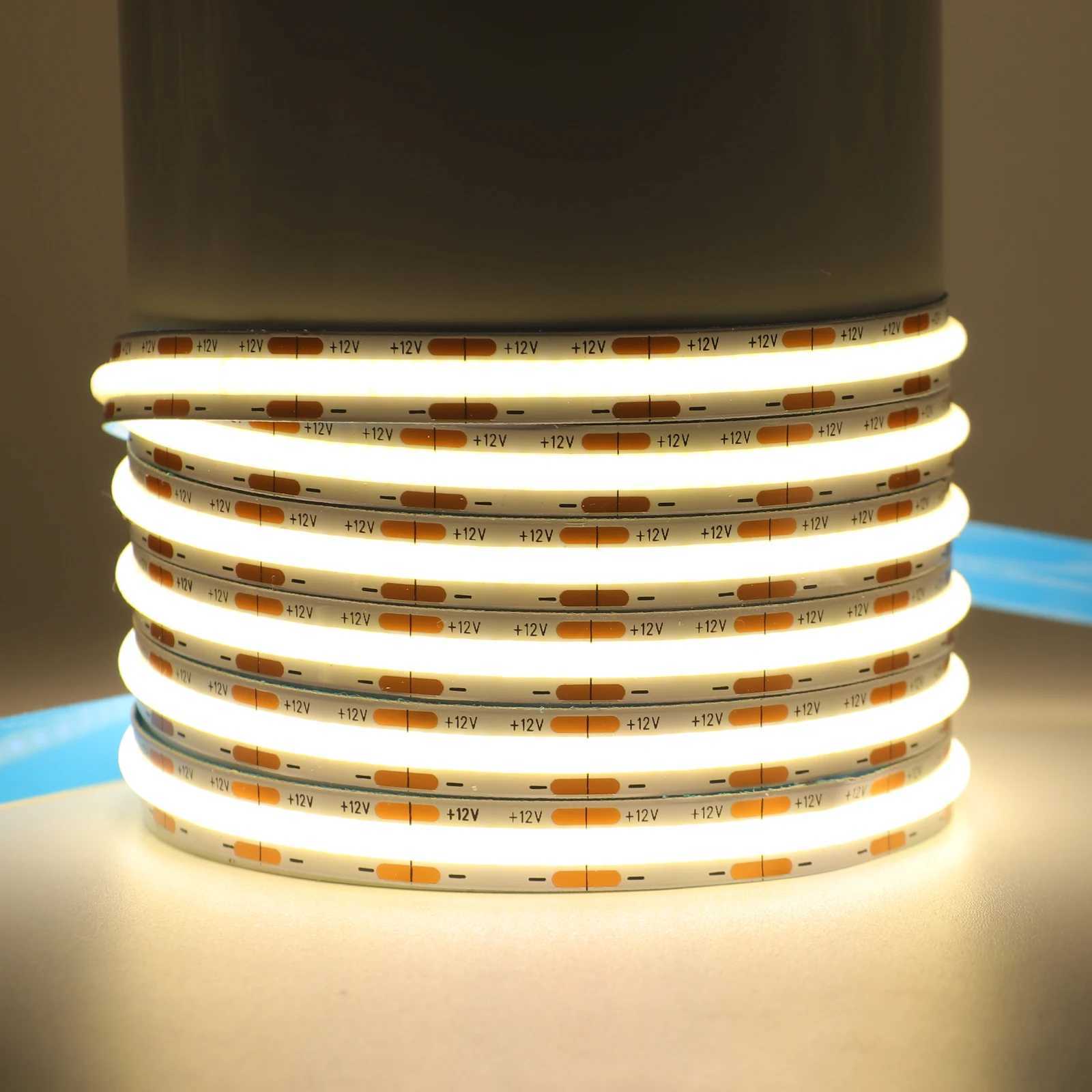 DC 12V 24V COB Strip 480 384 320 528Leds/M High Density RA90 White 3000K 4000K 6000K IP21 Flexible Ribbon Rope LED Light W250524
