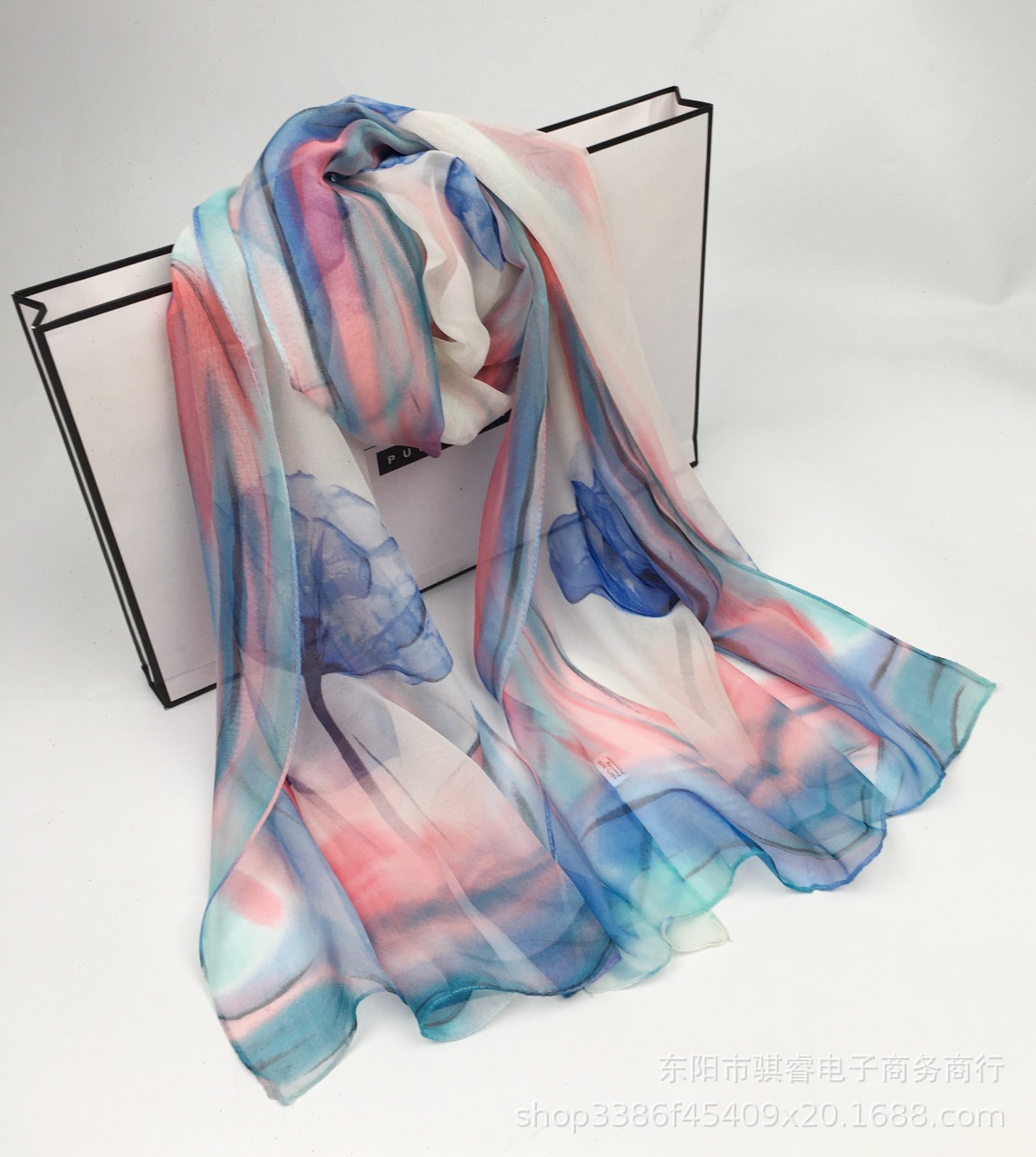 K814 Thin fashion scarf summer sun protection foreign trade wholesale silk scarf georgette colorful lotus square dance