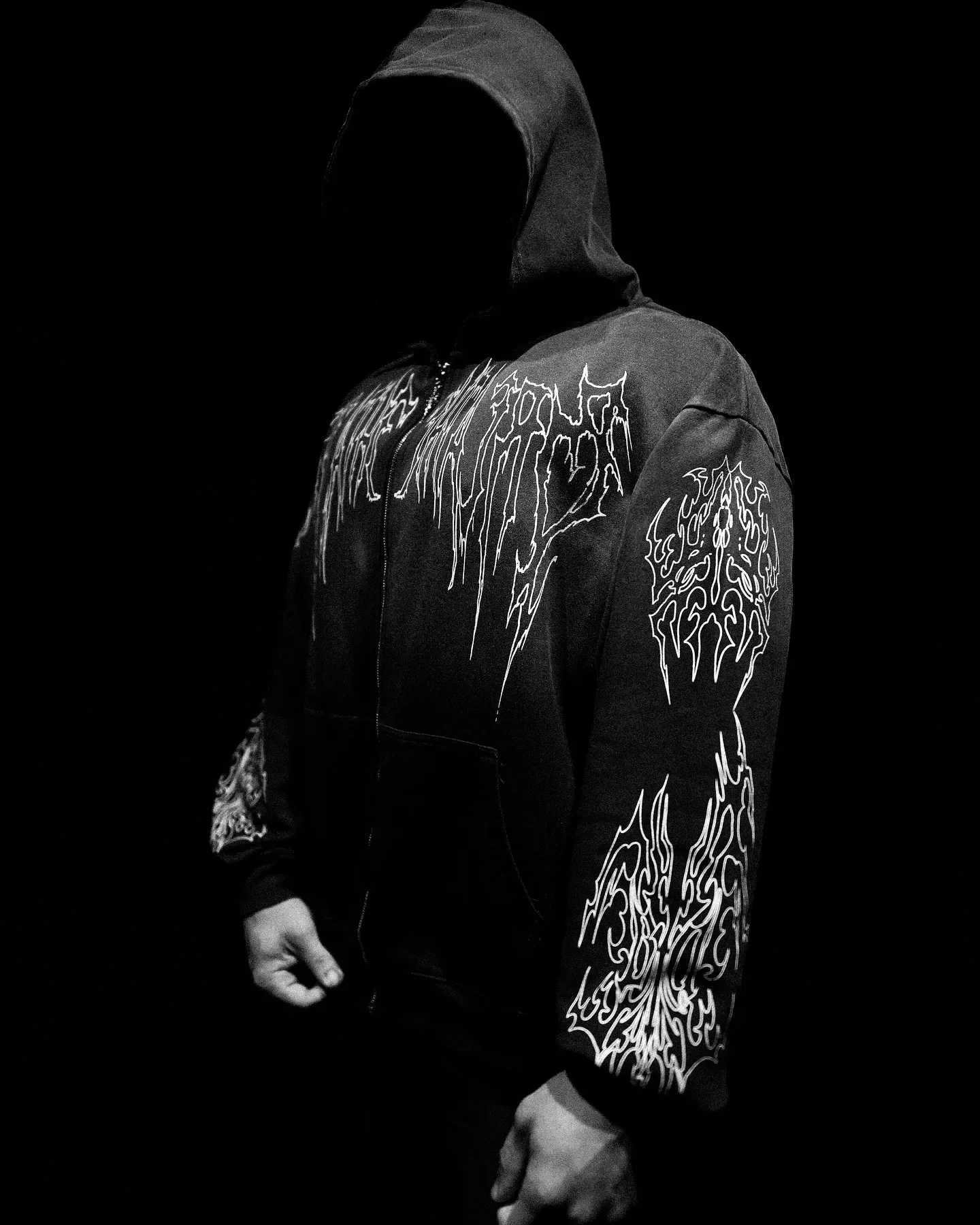 Y2K Abyss Ghost Oversized Zipper Hoodie Dark Inspiration Retro Street Clothing Hip Hop Casual Sportswear Universal Gothic Hoodie W250524