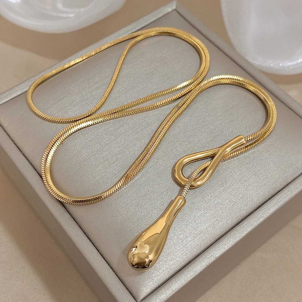 Unique Design Irregular Waterdrop Pendant Necklace for Women Fashion Gold Silver Color Stainl Steel Necklaces Jewelry Gifts XJ250524