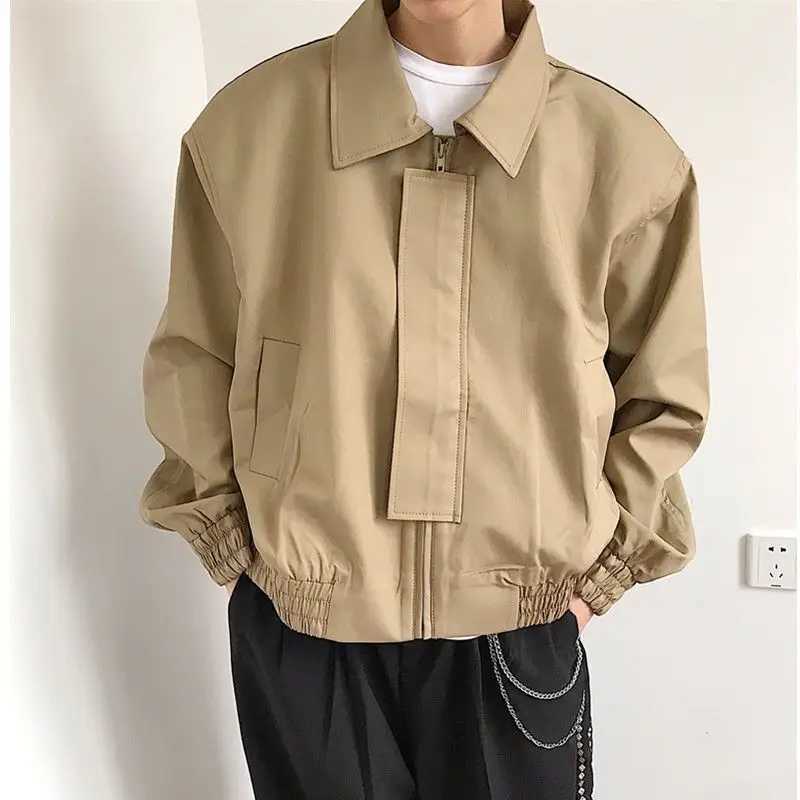 Pockets Autumn Winter Turn-down Collar Mens Solid Lantern Long Sleeve Zipper Cardigan Coats Casual Jackets Preppy Style Tops W250524