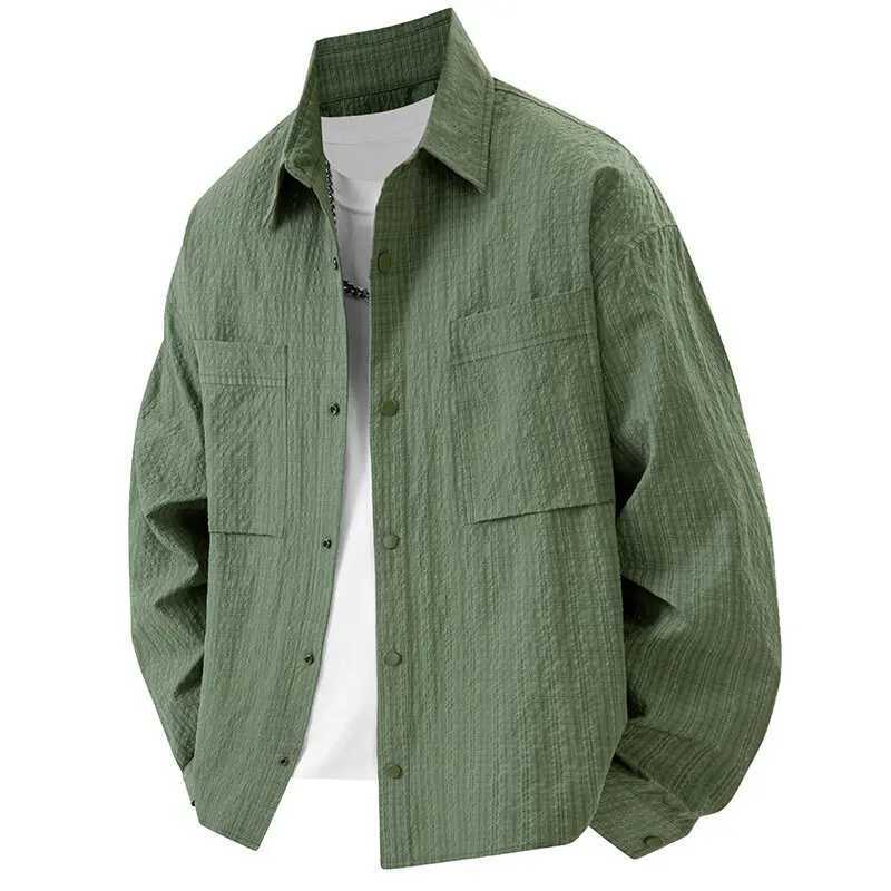 Jacket Mens 3D Hollow American Work Shirt Solid Color Casual Fashionable Jacket W250524
