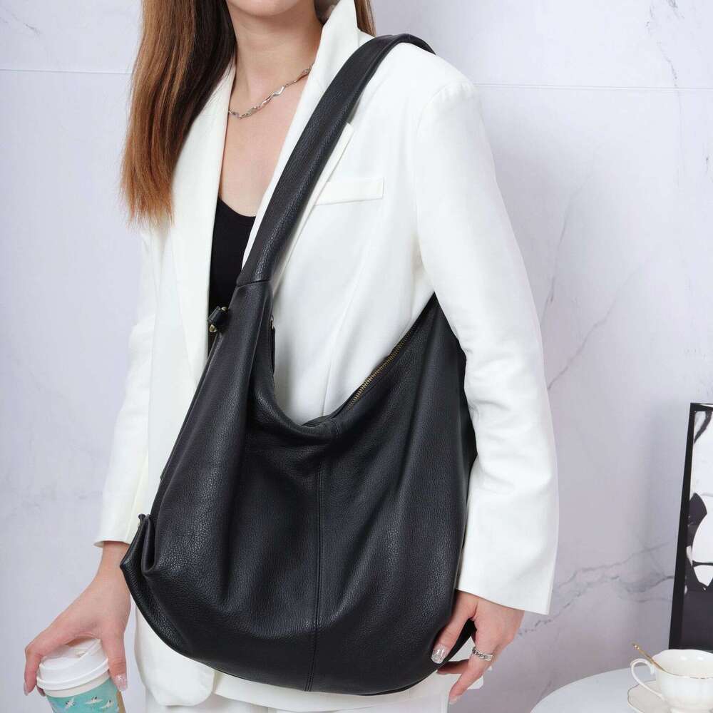 Tote Bag Real Leather Shoulder For Women Capacity Diagonal Cross Bag New Korean Version Simple Top Layer Cowhide Casual Large Bag Lady Bags