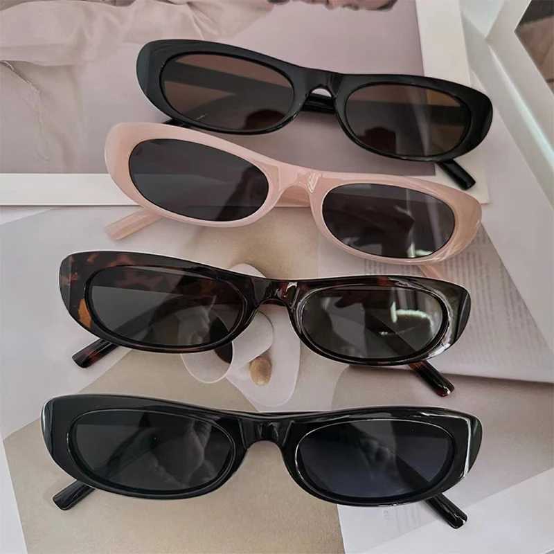 Trendy Cat Eye Black Sunglasses Women Brand Narrow Frame Rectangle Shades Small Eyewear Men Sun Glasses Female Male UV400 M250524