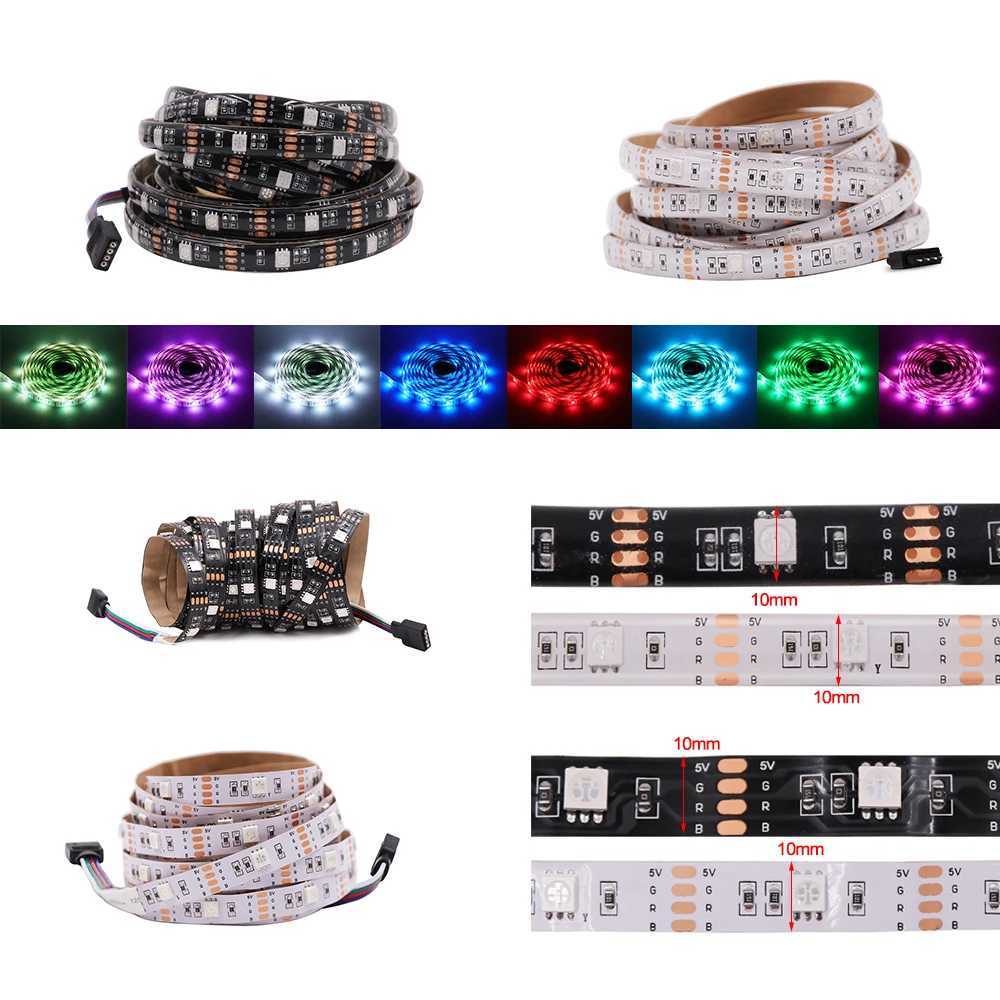 5V RGB LED Strip 5050 30LEDs/m Waterproof IP21 IP65 Flexible LED Tape Ribbon White/Black PCB TV BackLight 0.5m 1m 2m 3m 4m 5m W250524