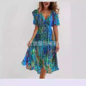 Maxi Dress New Loose Casual Shuya V Neck Floral Print Dress Floral Dress
