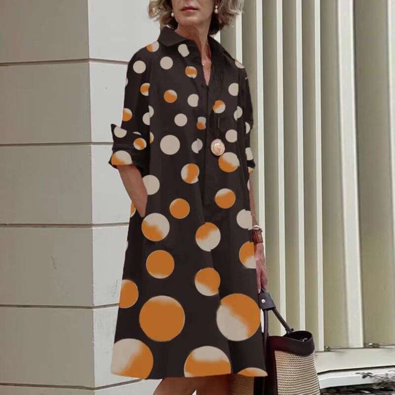 Maxi Dress Autumn Printed Minimalist Mid Length With Sleeves Dress Floral Dress