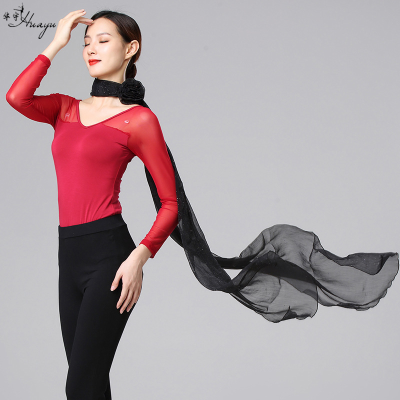 K807 Dance body etiquette training suit long silk scarf form etiquette elegant lady women's school neck scarf long