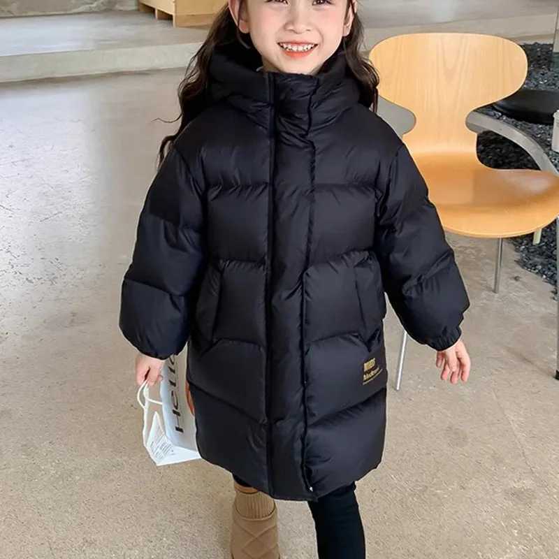 -30 Kids Winter Girls Padded Jackets Thick Warm Waterproof Shiny Hooded Coats Children Outerwear Clothes Teen Park 5-14 Years Z250524