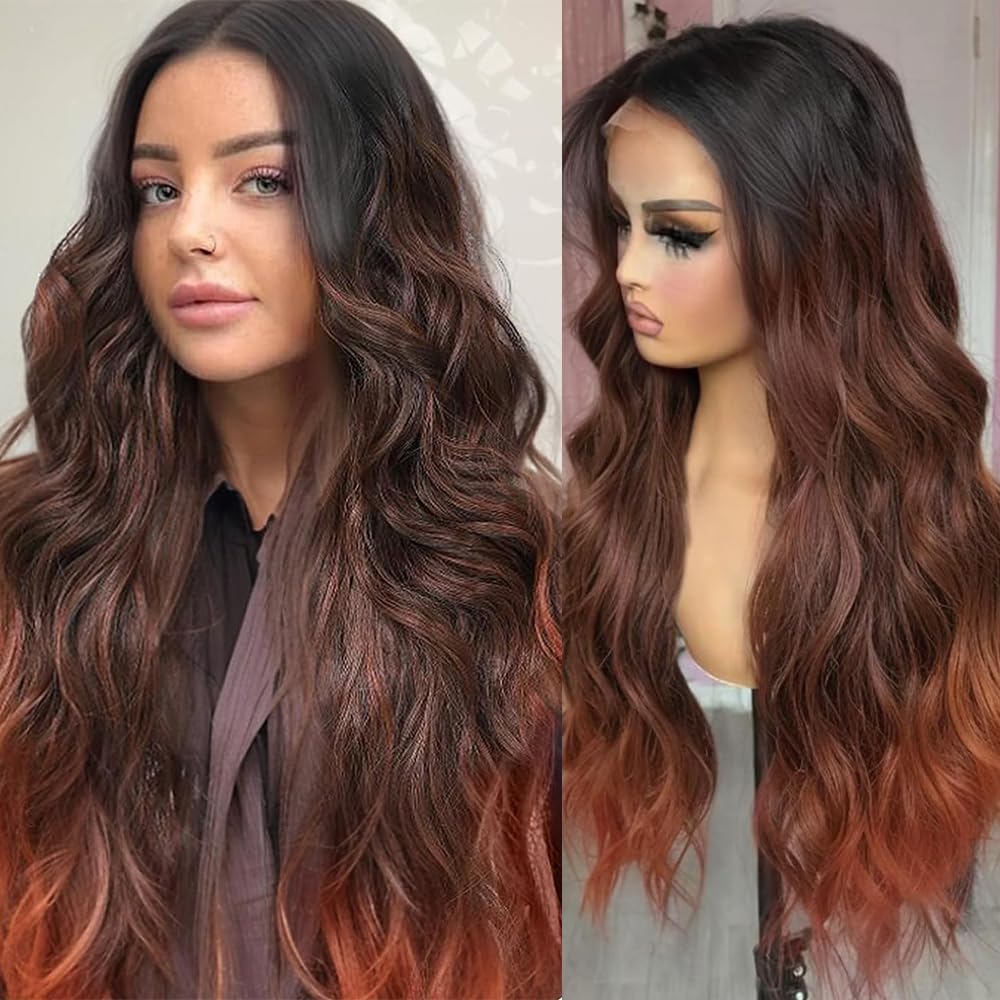 26 inch T-part lace wig synthetic heat-resistant wig | 13x4x1 synthetic lace front wig | long wave wig for women