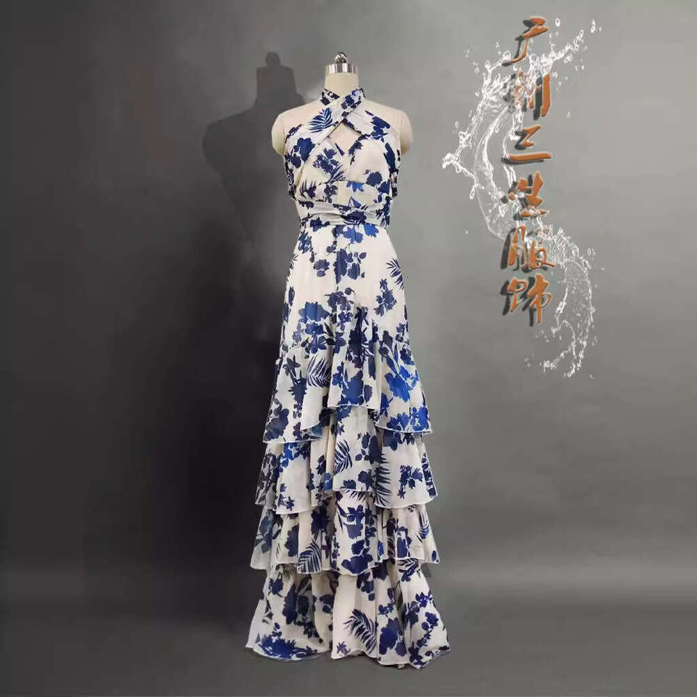Maxi Dress Summer New Bohemian Vacation Style Strap Lolita Large Swing Skirt Printed Dress Floral Dress