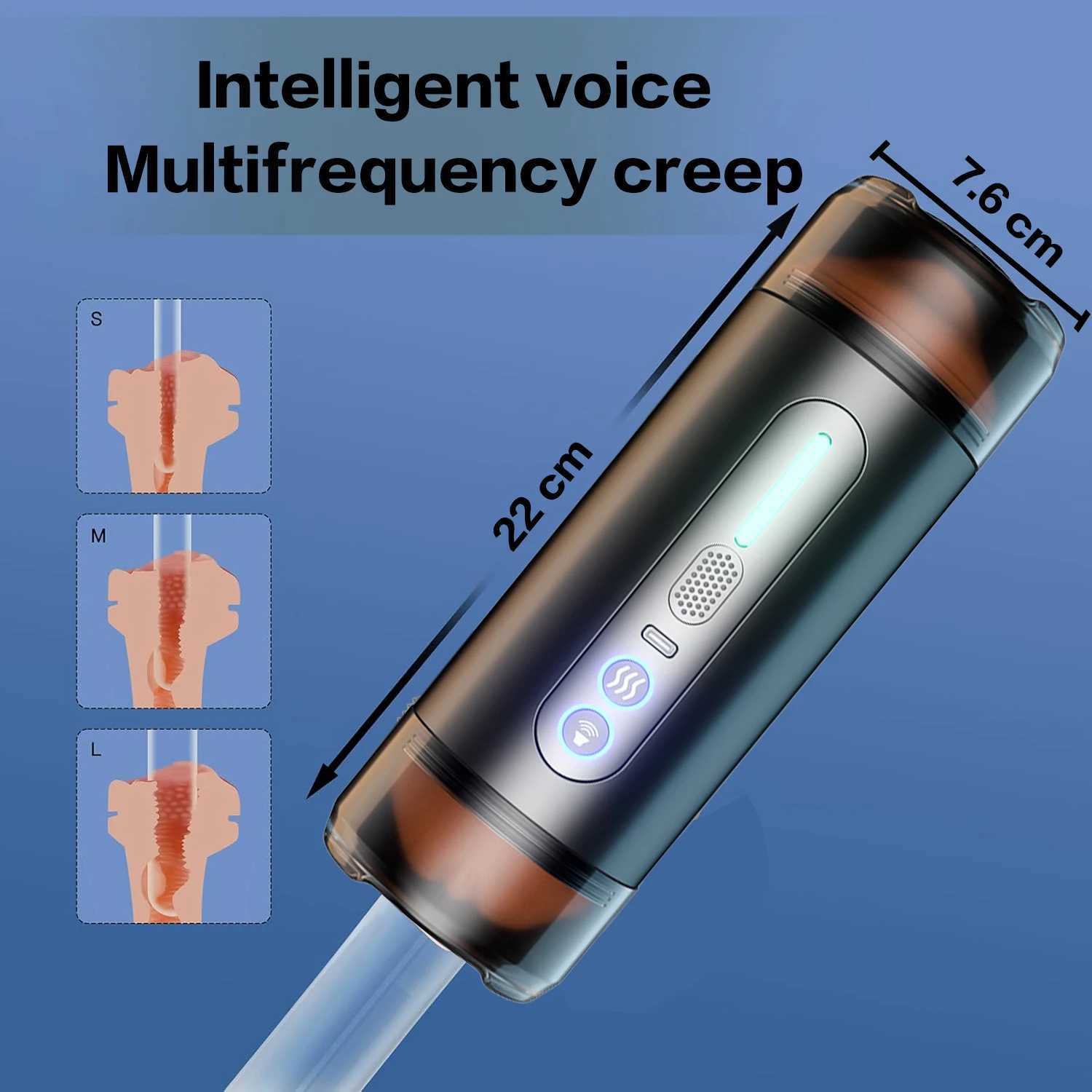 Dual-Headed Electric Male Masturbator Cup - Automatic Penis Stimulator with 4-Language Voice Sucking 10-Speed VibrationXJ250524