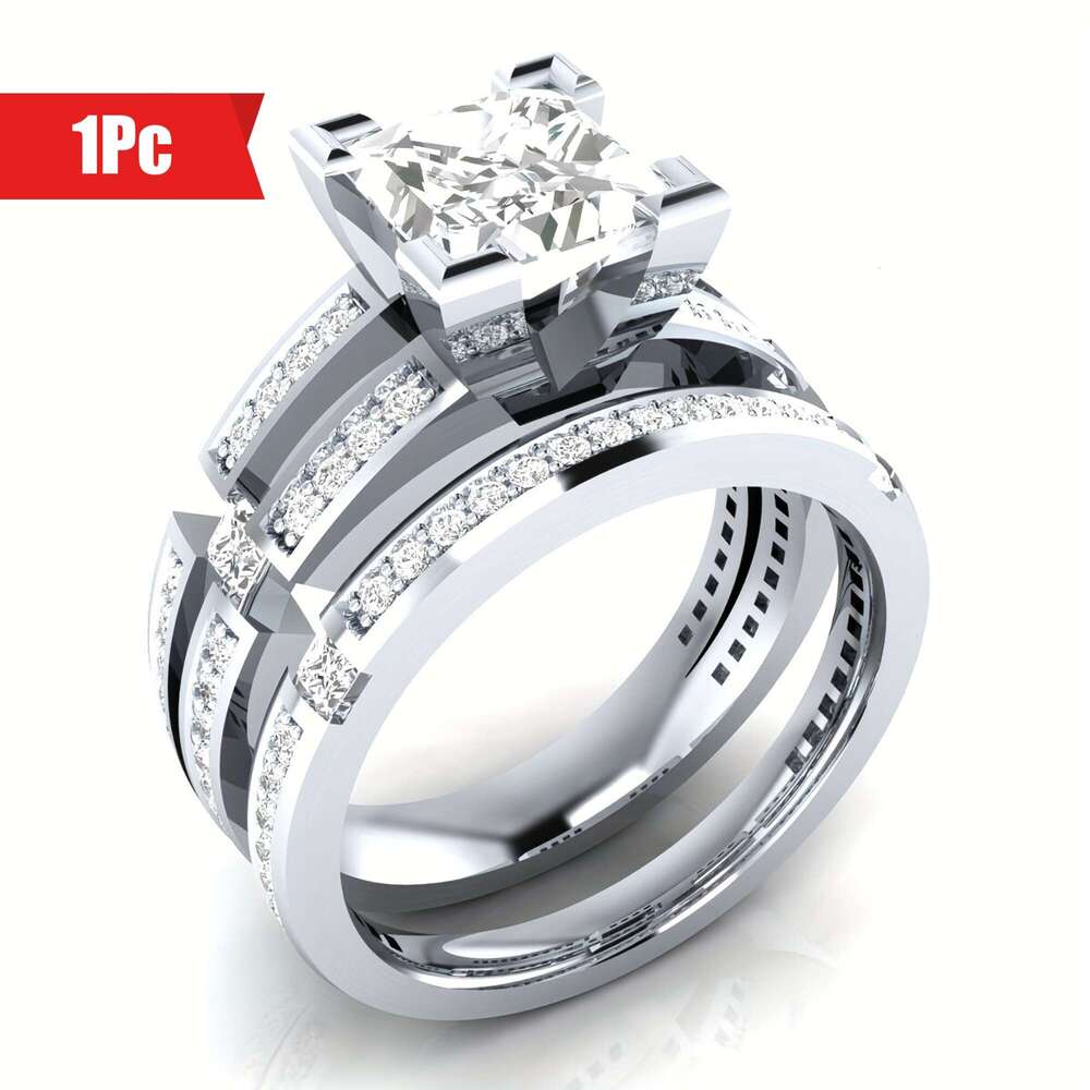 pc Sier Moissanite Decor Ring Birthday Weddings Holidays Gift Suitable For Both Men And Women